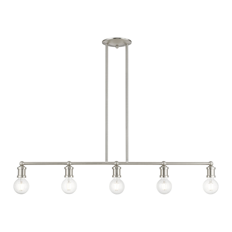 Livex Lighting 47165-91 Five Light Linear Chandelier, Brushed Nickel
