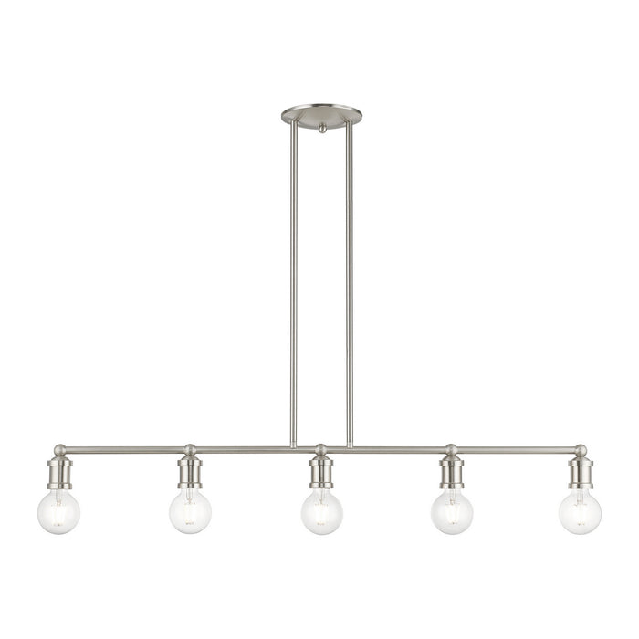 Livex Lighting 47165-91 Five Light Linear Chandelier, Brushed Nickel