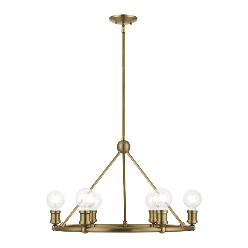 Livex Lighting 47166-01 Six Light Chandelier, Antique Brass