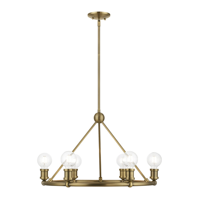 Livex Lighting 47166-01 Six Light Chandelier, Antique Brass