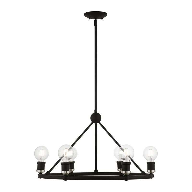 Livex Lighting 47166-04 Six Light Chandelier, Black w/Brushed Nickel