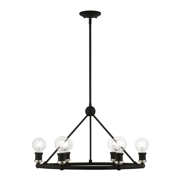 Livex Lighting 47166-04 Six Light Chandelier, Black w/Brushed Nickel