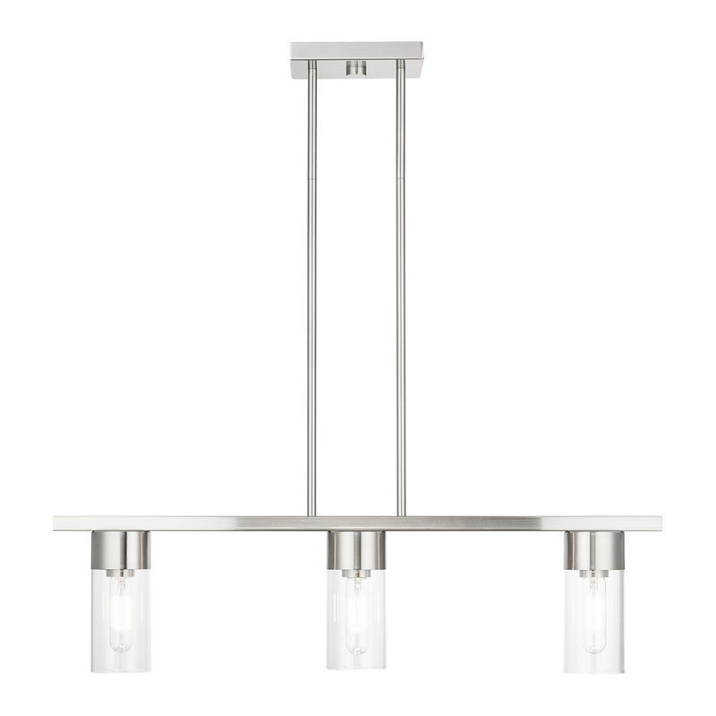 Livex Lighting 48763-91 Three Light Linear Chandelier, Brushed Nickel