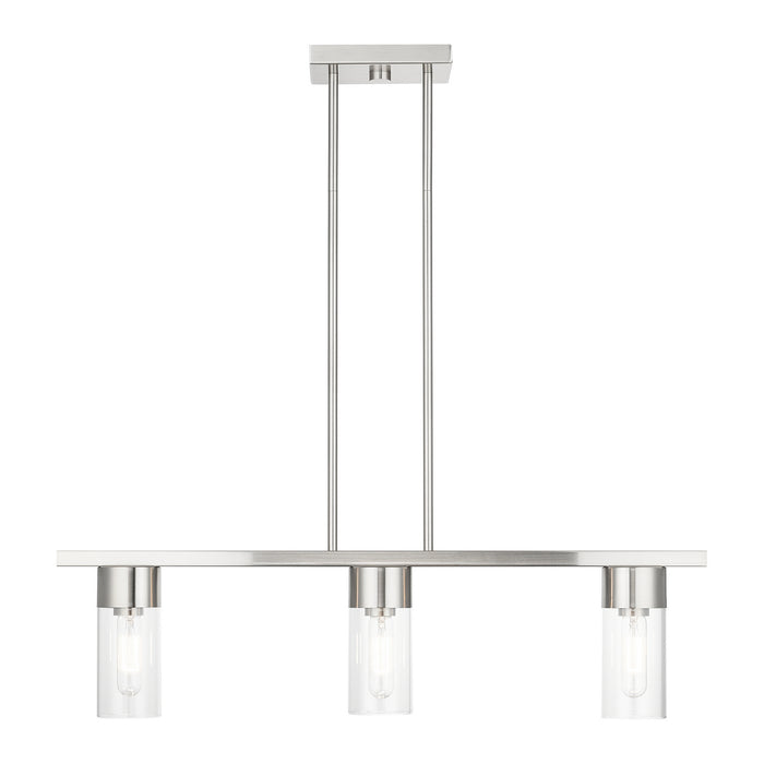 Livex Lighting 48763-91 Three Light Linear Chandelier, Brushed Nickel
