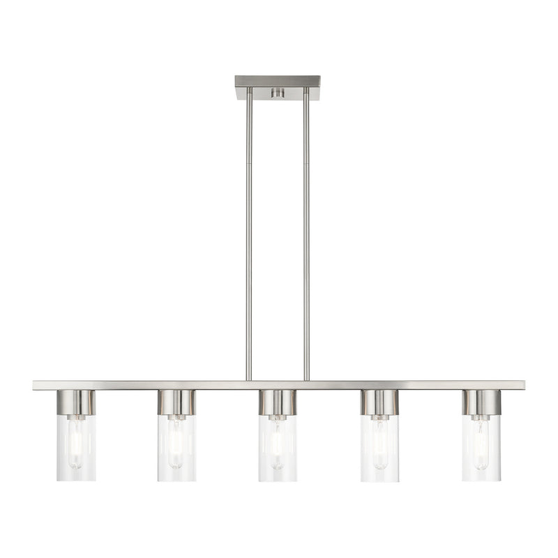 Livex Lighting 48765-91 Five Light Linear Chandelier, Brushed Nickel
