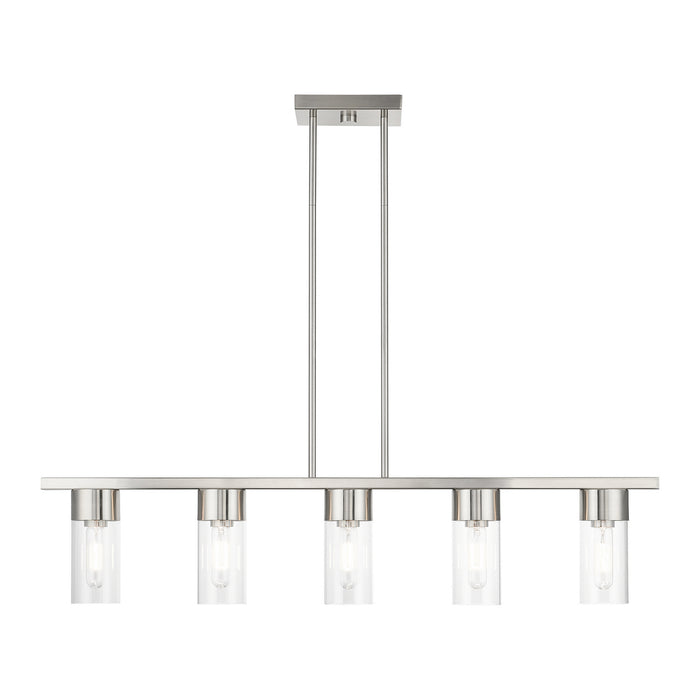 Livex Lighting 48765-91 Five Light Linear Chandelier, Brushed Nickel
