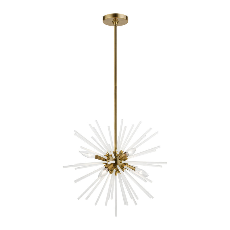 Livex Lighting 48824-01 Six Light Chandelier, Antique Brass