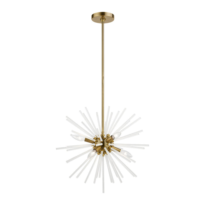Livex Lighting 48824-01 Six Light Chandelier, Antique Brass