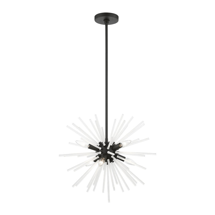 Livex Lighting 48824-04 Six Light Chandelier, Black