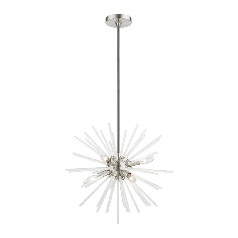 Livex Lighting 48824-91 Six Light Chandelier, Brushed Nickel
