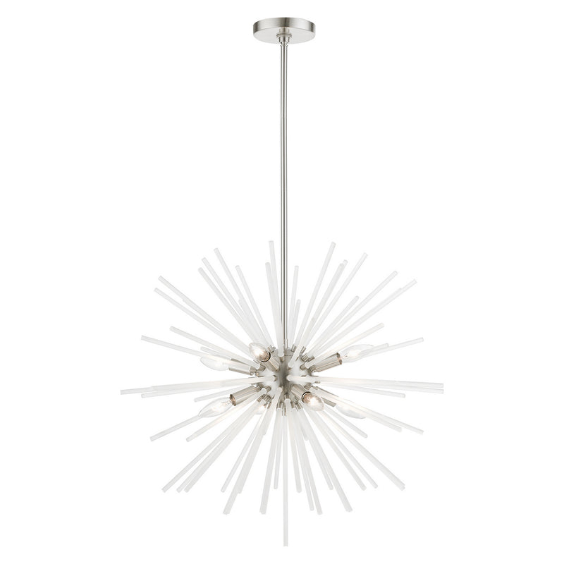 Livex Lighting 48826-91 Eight Light Chandelier, Brushed Nickel