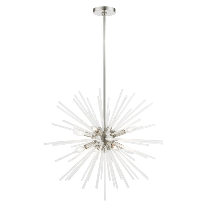 Livex Lighting 48826-91 Eight Light Chandelier, Brushed Nickel