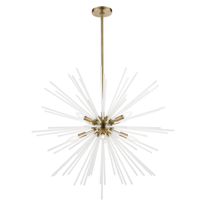 Livex Lighting 48828-01 Eight Light Foyer Chandelier, Antique Brass