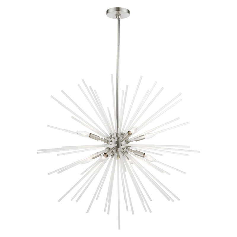Livex Lighting 48828-91 Eight Light Foyer Chandelier, Brushed Nickel