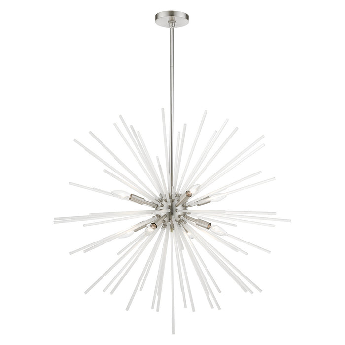 Livex Lighting 48828-91 Eight Light Foyer Chandelier, Brushed Nickel