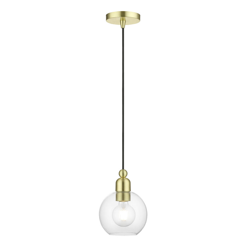 Livex Lighting 48971-12 One Light Mini Pendant, Satin Brass