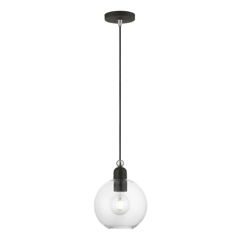 Livex Lighting 48972-04 One Light Pendant, Black w/Brushed Nickel
