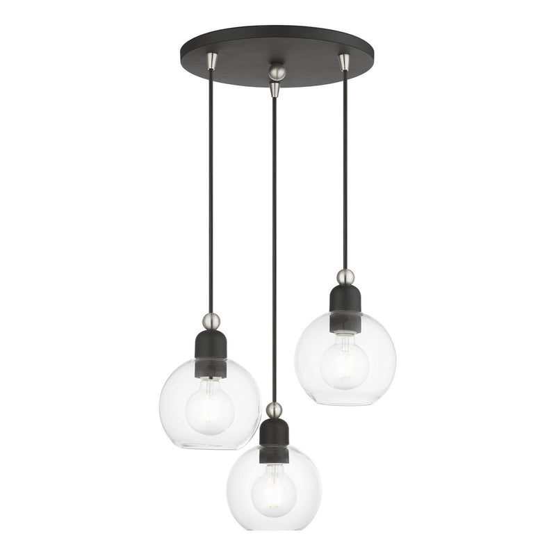 Livex Lighting 48973-04 Three Light Pendant, Black w/Brushed Nickel