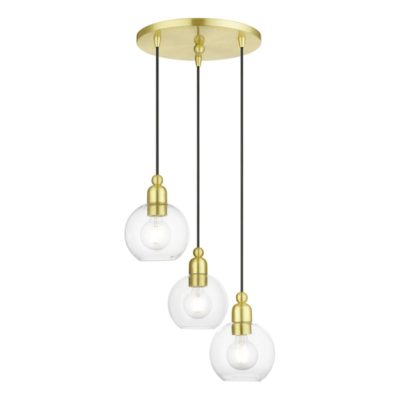 Livex Lighting 48973-12 Three Light Pendant, Satin Brass