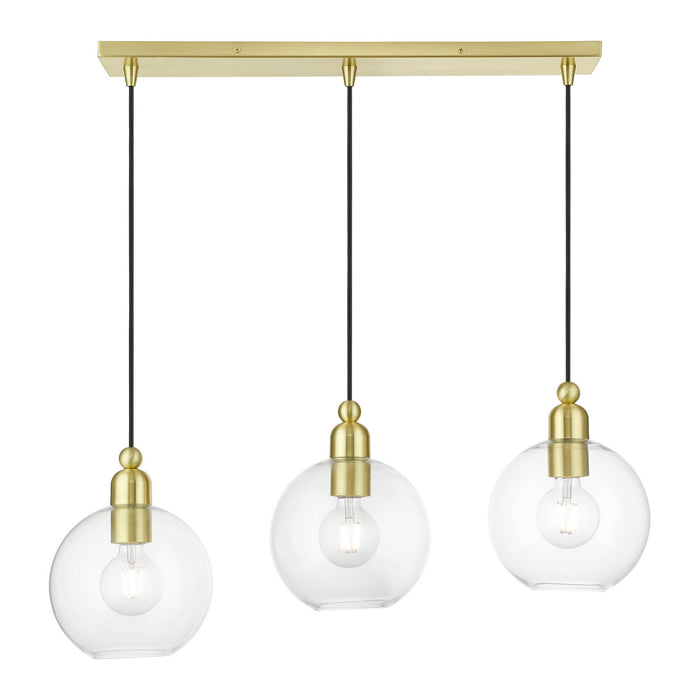 Livex Lighting 48974-12 Three Light Linear Chandelier, Satin Brass