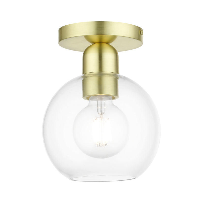Livex Lighting 48977-12 One Light Semi-Flush Mount, Satin Brass