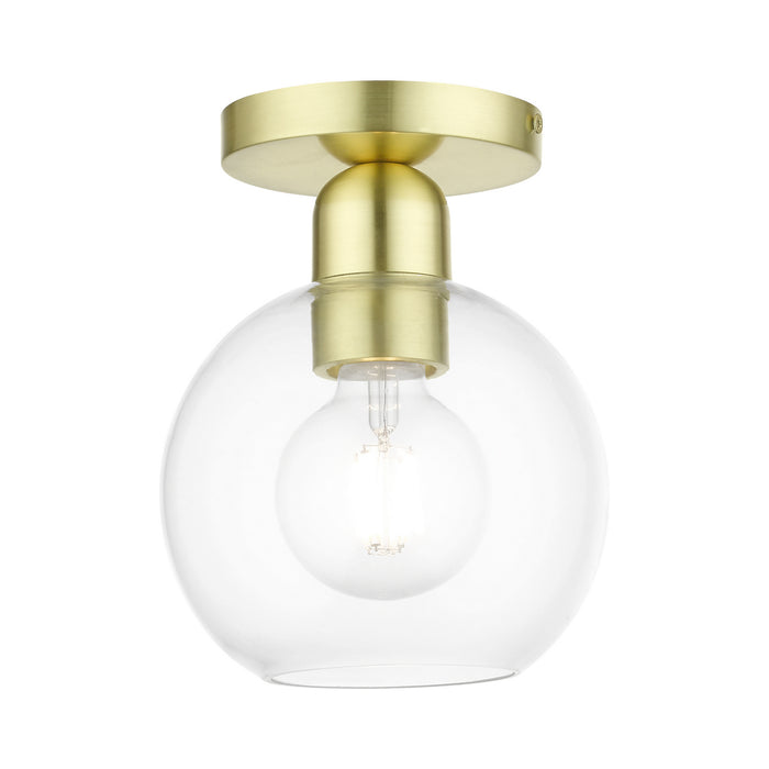 Livex Lighting 48977-12 One Light Semi-Flush Mount, Satin Brass