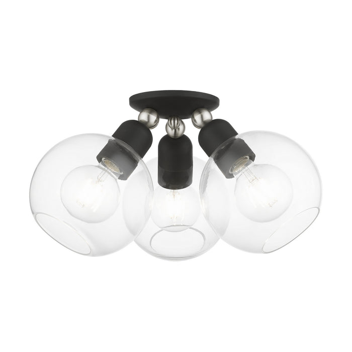 Livex Lighting 48978-04 Three Light Semi-Flush Mount, Black w/Brushed Nickel