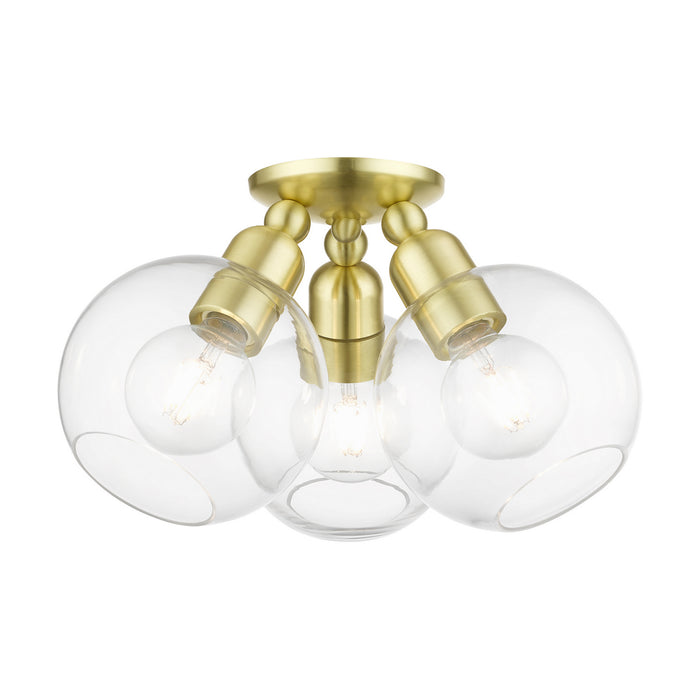 Livex Lighting 48978-12 Three Light Semi-Flush Mount, Satin Brass
