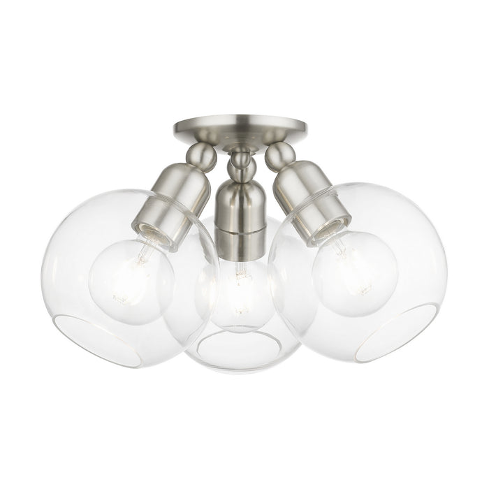 Livex Lighting 48978-91 Three Light Semi-Flush Mount, Brushed Nickel