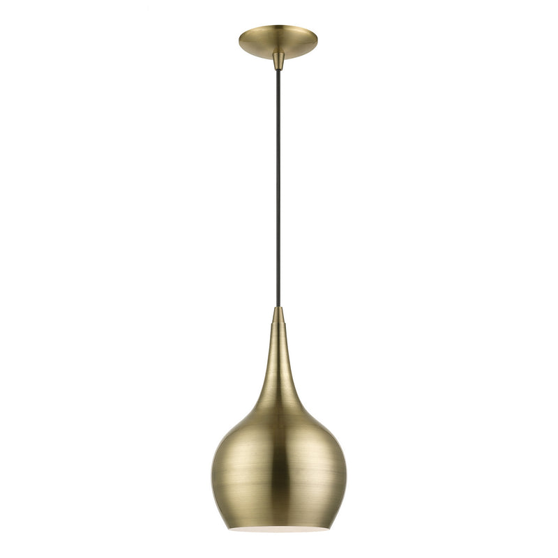 Livex Lighting 49016-01 One Light Mini Pendant, Antique Brass