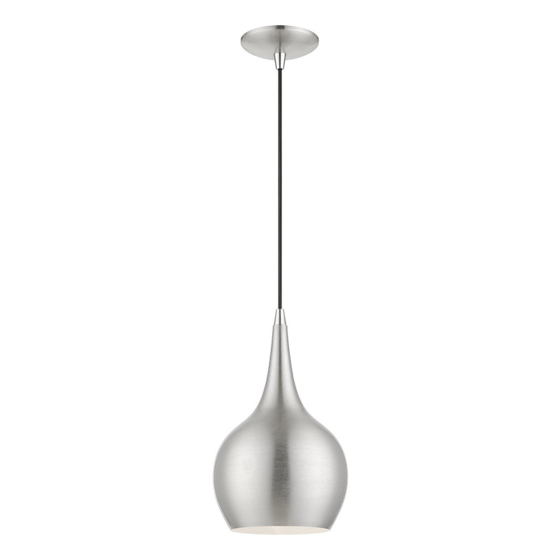 Livex Lighting 49016-91 One Light Mini Pendant, Brushed Nickel w/Polished Chrome