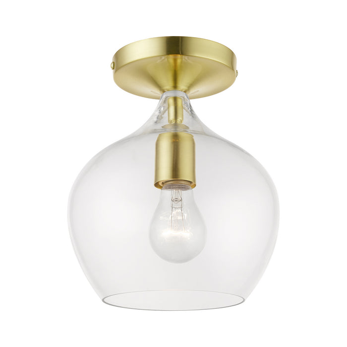 Livex Lighting 49087-12 One Light Semi-Flush Mount, Satin Brass w/Polished Brass