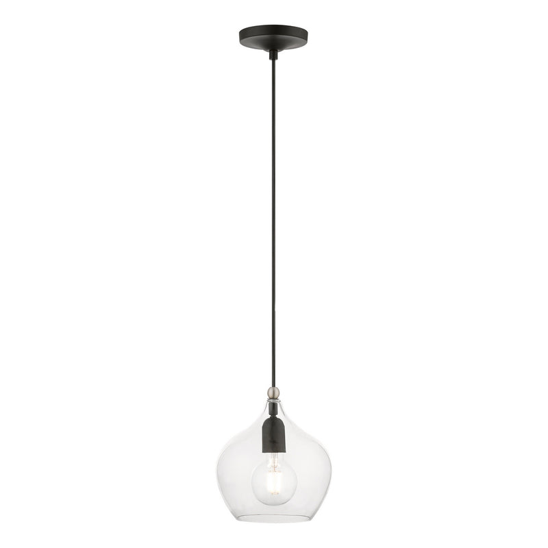 Livex Lighting 49088-04 One Light Pendant, Black w/Brushed Nickel