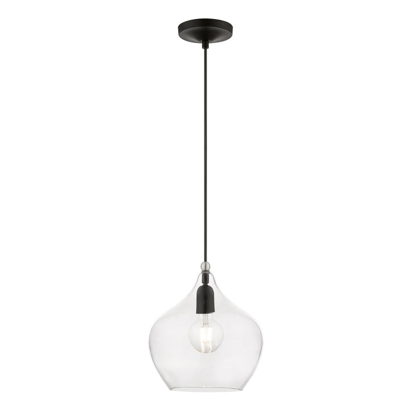 Livex Lighting 49093-04 One Light Pendant, Black w/Brushed Nickel