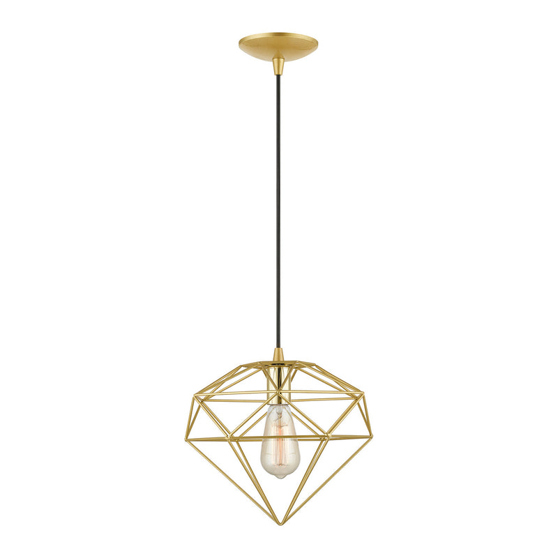 Livex Lighting 49152-33 One Light Pendant, Soft Gold w/Polished Brass