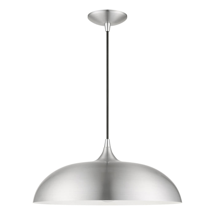 Livex Lighting 49233-66 One Light Pendant, Brushed Aluminum w/Polished Chrome