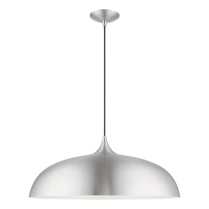 Livex Lighting 49234-66 Three Light Pendant, Brushed Aluminum w/Polished Chrome