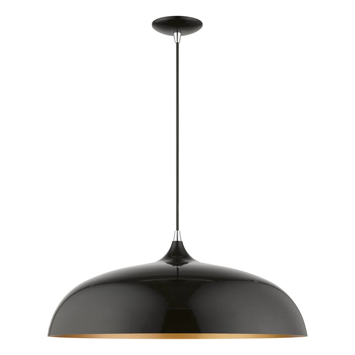 Livex Lighting 49234-68 Three Light Pendant, Shiny Black w/Polished Chrome