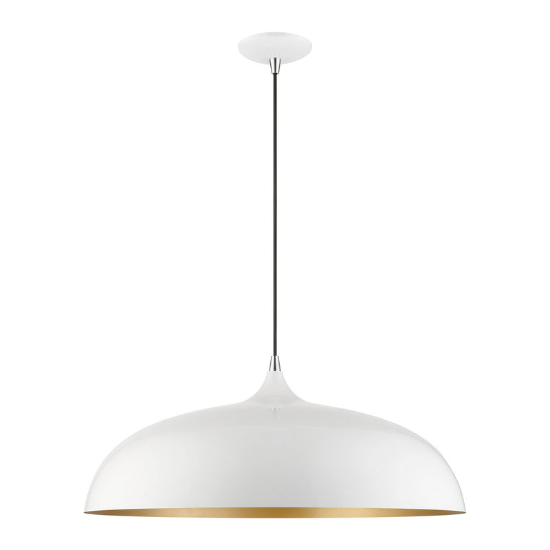Livex Lighting 49234-69 Three Light Pendant, Shiny White w/Polished Chrome