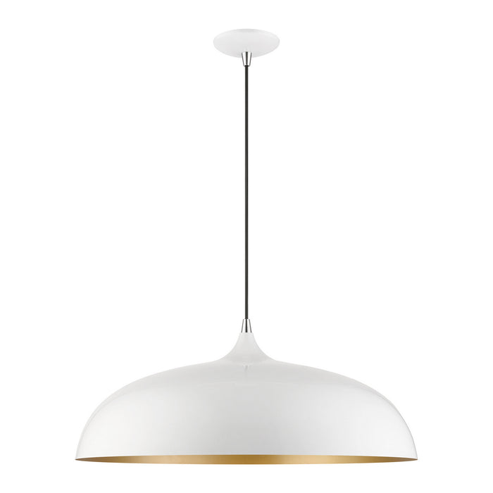Livex Lighting 49234-69 Three Light Pendant, Shiny White w/Polished Chrome