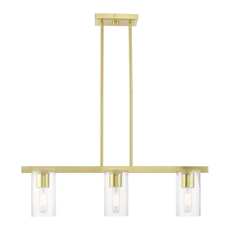 Livex Lighting 49273-12 Three Light Linear Chandelier, Satin Brass