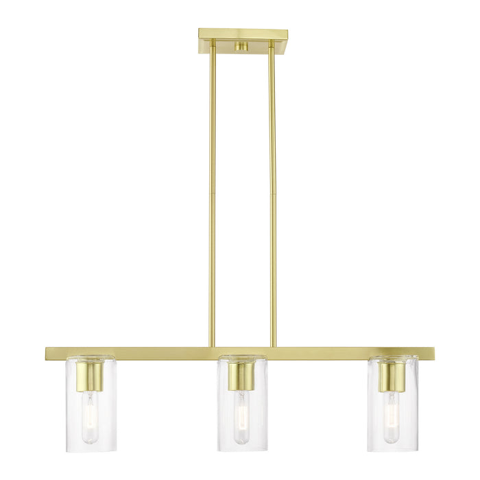 Livex Lighting 49273-12 Three Light Linear Chandelier, Satin Brass