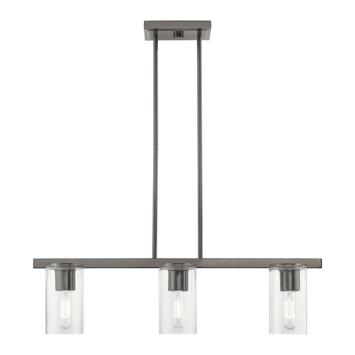 Livex Lighting 49273-46 Three Light Linear Chandelier, Black Chrome