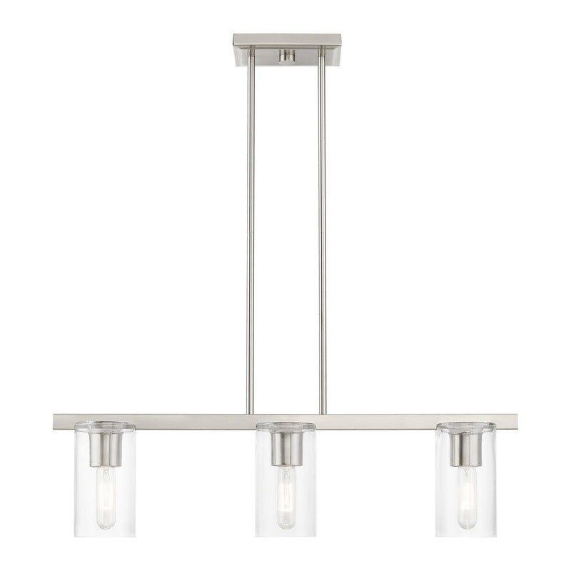 Livex Lighting 49273-91 Three Light Linear Chandelier, Brushed Nickel
