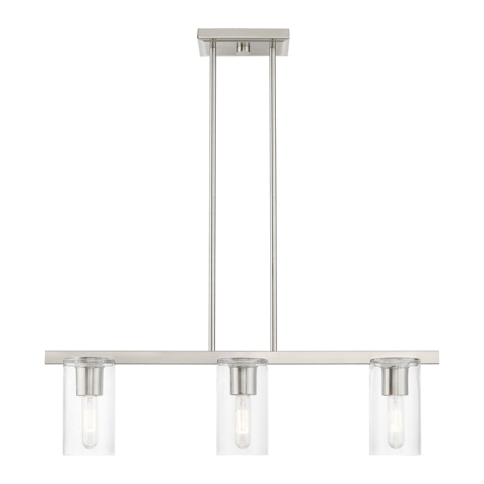 Livex Lighting 49273-91 Three Light Linear Chandelier, Brushed Nickel