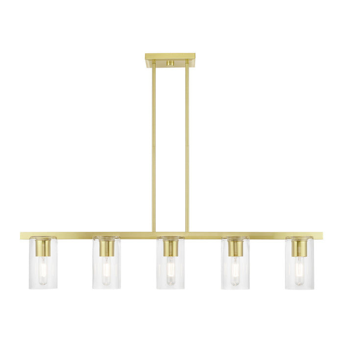 Livex Lighting 49275-12 Five Light Linear Chandelier, Satin Brass