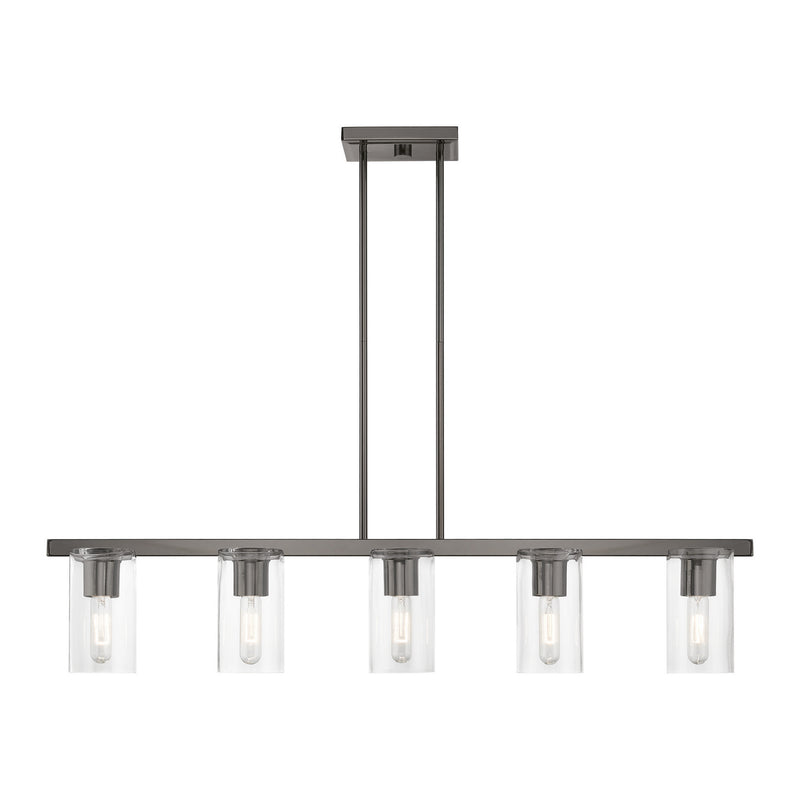 Livex Lighting 49275-46 Five Light Linear Chandelier, Black Chrome