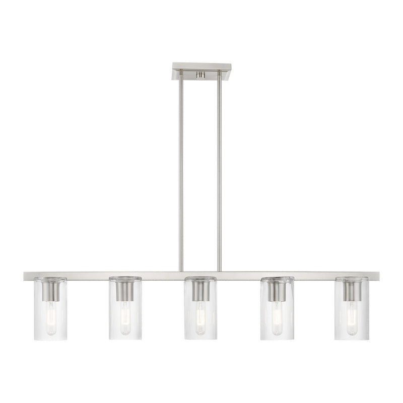 Livex Lighting 49275-91 Five Light Linear Chandelier, Brushed Nickel
