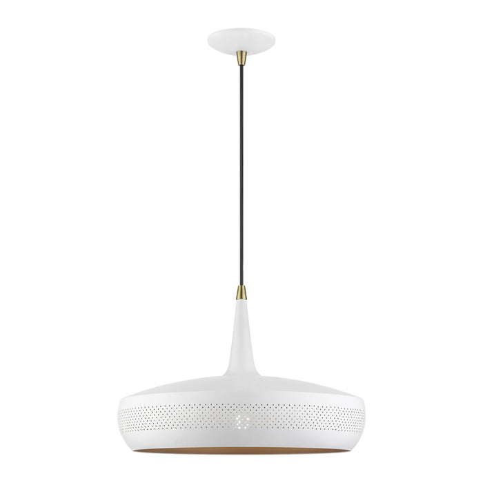 Livex Lighting 49353-03 One Light Pendant, White w/Antique Brass