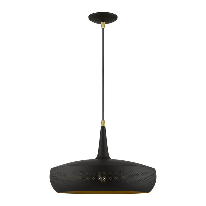 Livex Lighting 49353-04 One Light Pendant, Black w/Antique Brass